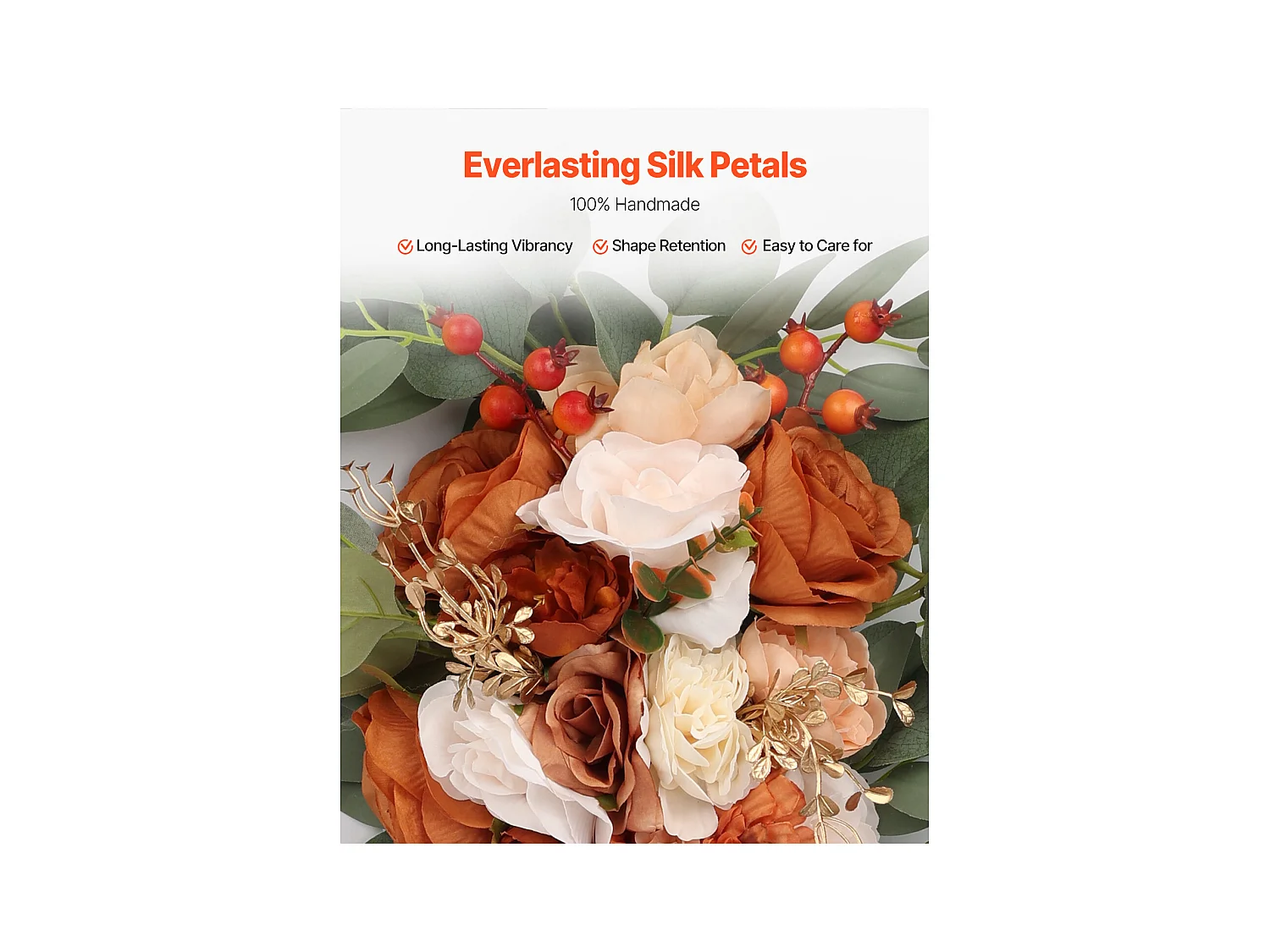 Arche de Mariage SucceBuy Kit de Fleurs Artificielles pour Arche de Mariage Orange, 2 Fleurs et 2 Rideaux