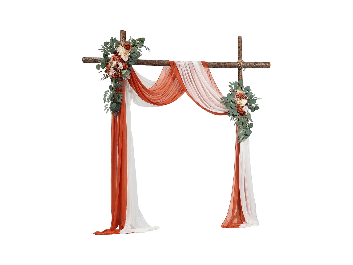 Arche de Mariage SucceBuy Kit de Fleurs Artificielles pour Arche de Mariage Orange, 2 Fleurs et 2 Rideaux