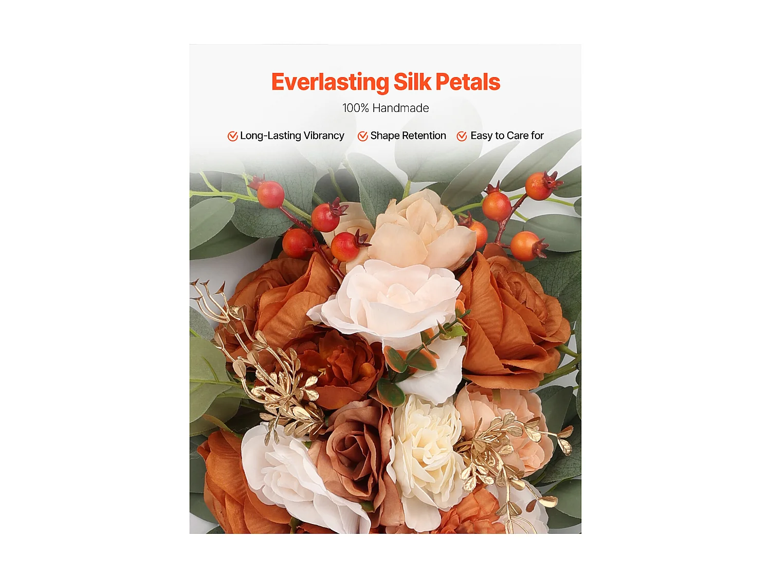 Arche de Mariage SucceBuy Kit de Fleurs Artificielles pour Arche de Mariage Orange, 2 Fleurs et 2 Rideaux