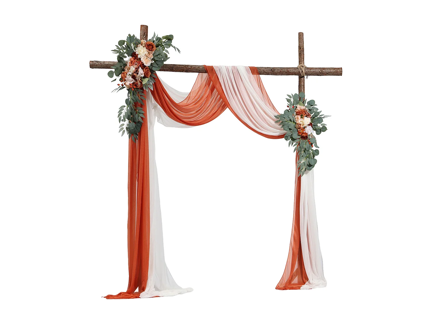 Arche de Mariage SucceBuy Kit de Fleurs Artificielles pour Arche de Mariage Orange, 2 Fleurs et 2 Rideaux