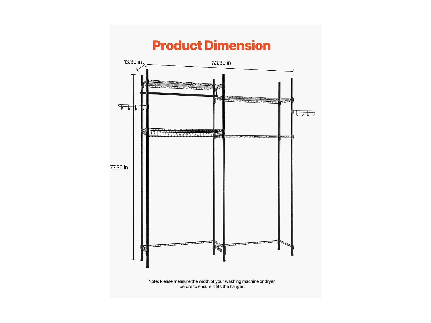 Półka na Pralkę SucceBuy 4-Poziomowy Stojak do Przechowywania Pralek i Suszarek, Czarny