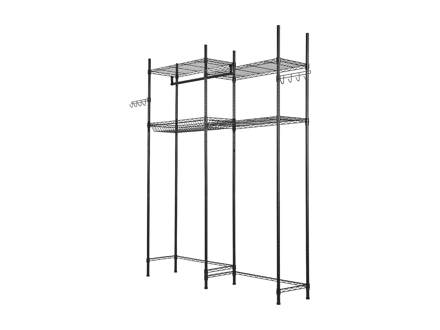 Półka na Pralkę SucceBuy 4-Poziomowy Stojak do Przechowywania Pralek i Suszarek, Czarny