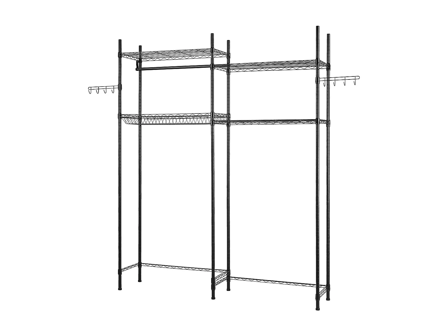 Półka na Pralkę SucceBuy 4-Poziomowy Stojak do Przechowywania Pralek i Suszarek, Czarny