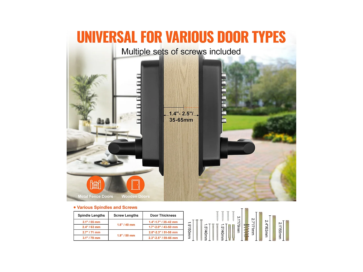 Serrure de Porte d'Entrée Mécanique Sans Clé SucceBuy, Clavier à 14 Chiffres, Double Face