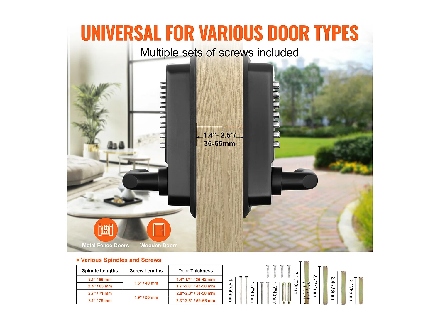 Serrure de Porte d'Entrée Mécanique Sans Clé SucceBuy, Clavier à 14 Chiffres, Double Face