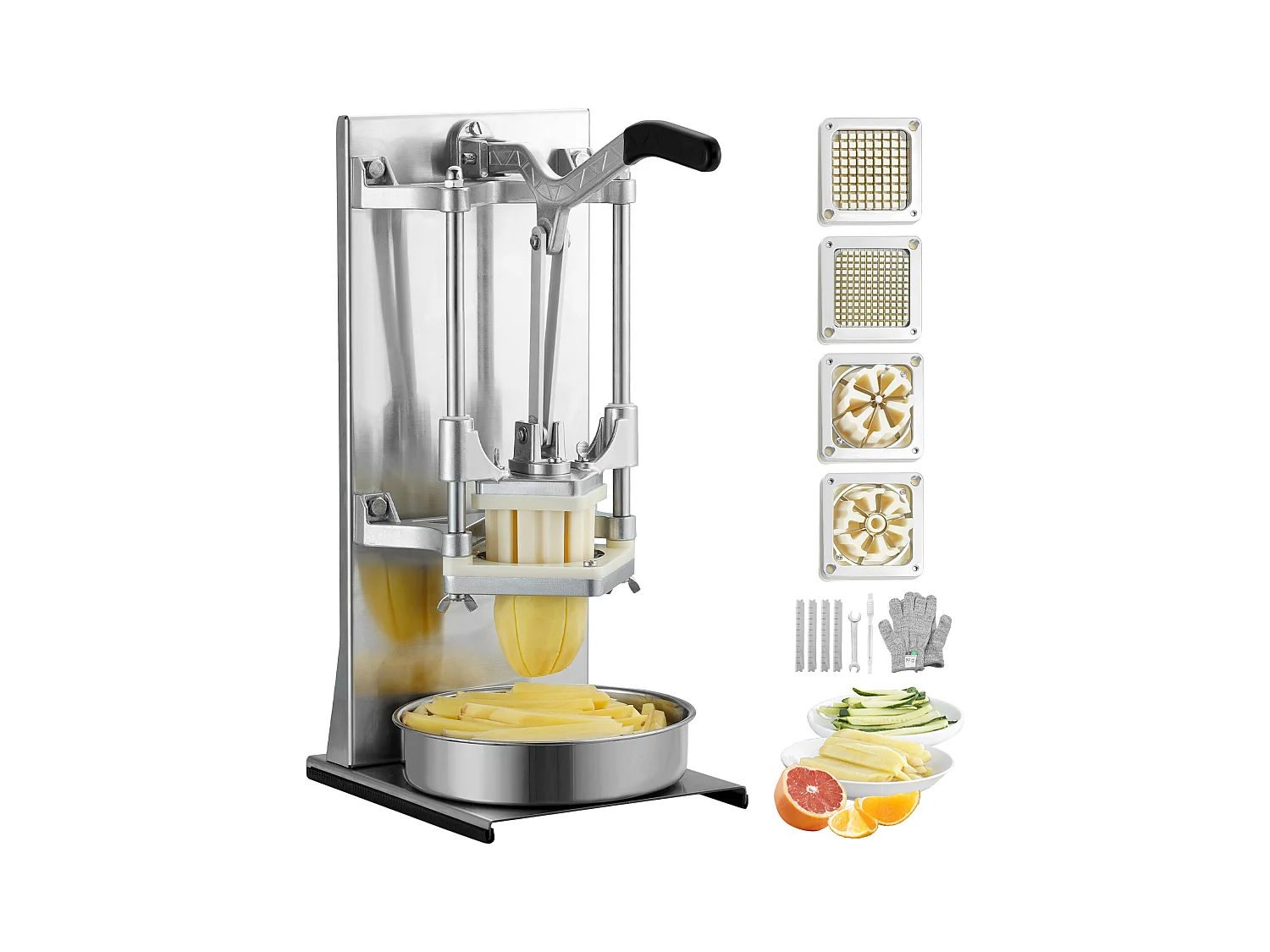 Commerciële Friet- en Groentesnijder SucceBuy, Frietsnijder met 4 Messen, Hoeksnijder