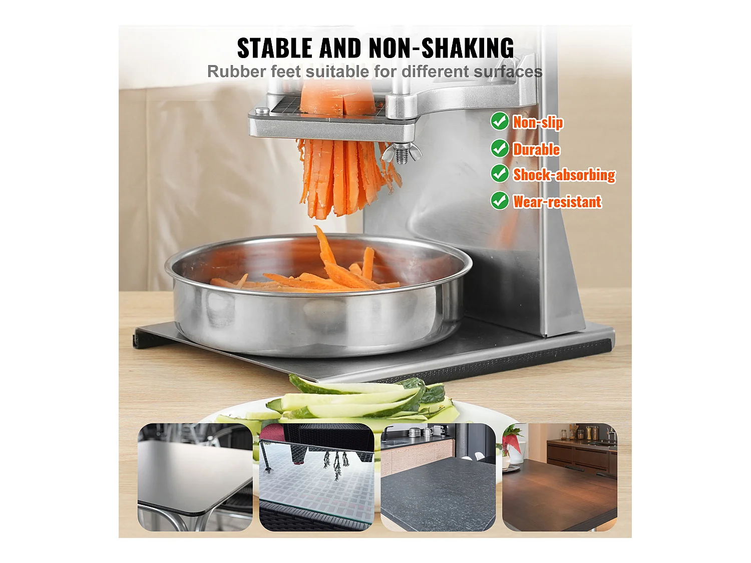 Commerciële Friet- en Groentesnijder SucceBuy, Frietsnijder met 4 Messen, Hoeksnijder