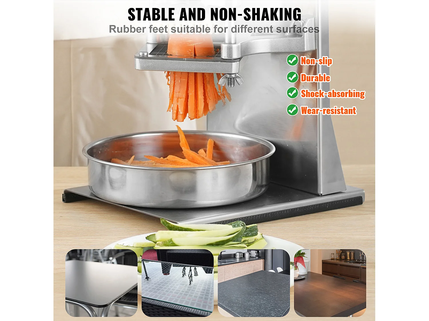 Coupe-Frites et Légumes Commercial SucceBuy, Coupe-Frites avec 4 Lames, Trancheuse à Coins