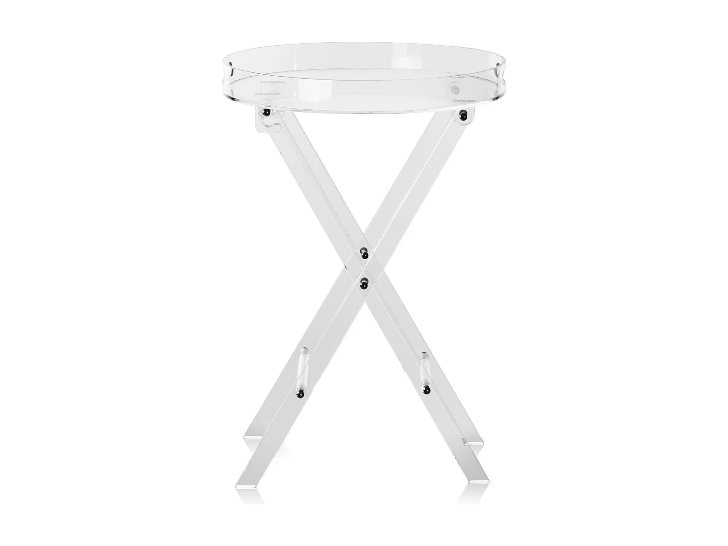 Table Pliante SucceBuy en Acrylique avec Pieds en X, Table d'Appoint pour Café, Boissons, Collations dans le Salon, la Chambre, le Bureau