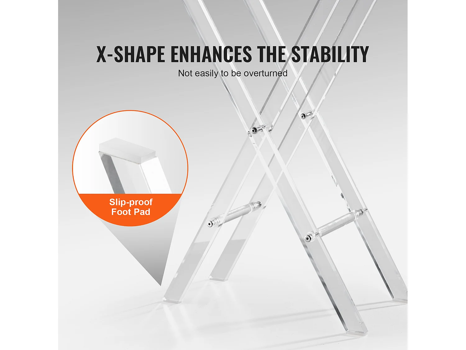 Table Pliante SucceBuy en Acrylique avec Pieds en X, Table d'Appoint pour Café, Boissons, Collations dans le Salon, la Chambre, le Bureau