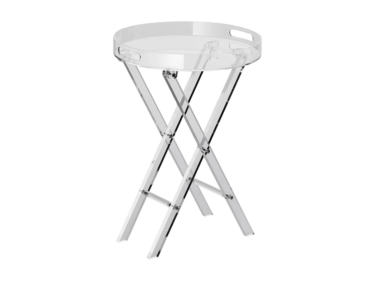 Table Pliante SucceBuy en Acrylique avec Pieds en X, Table d'Appoint pour Café, Boissons, Collations dans le Salon, la Chambre, le Bureau