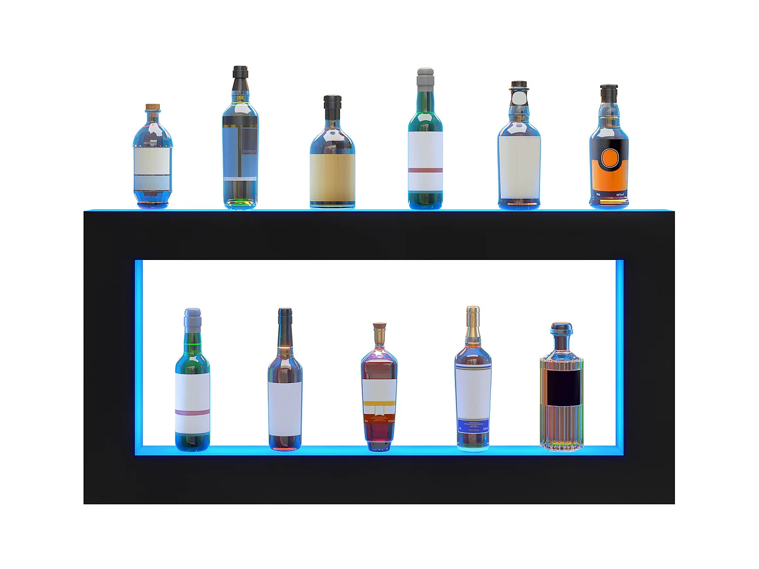 Étagère d'Affichage SucceBuy pour Bouteilles d'Alcool Éclairée par LED, 121 cm, Contrôle RF et Application