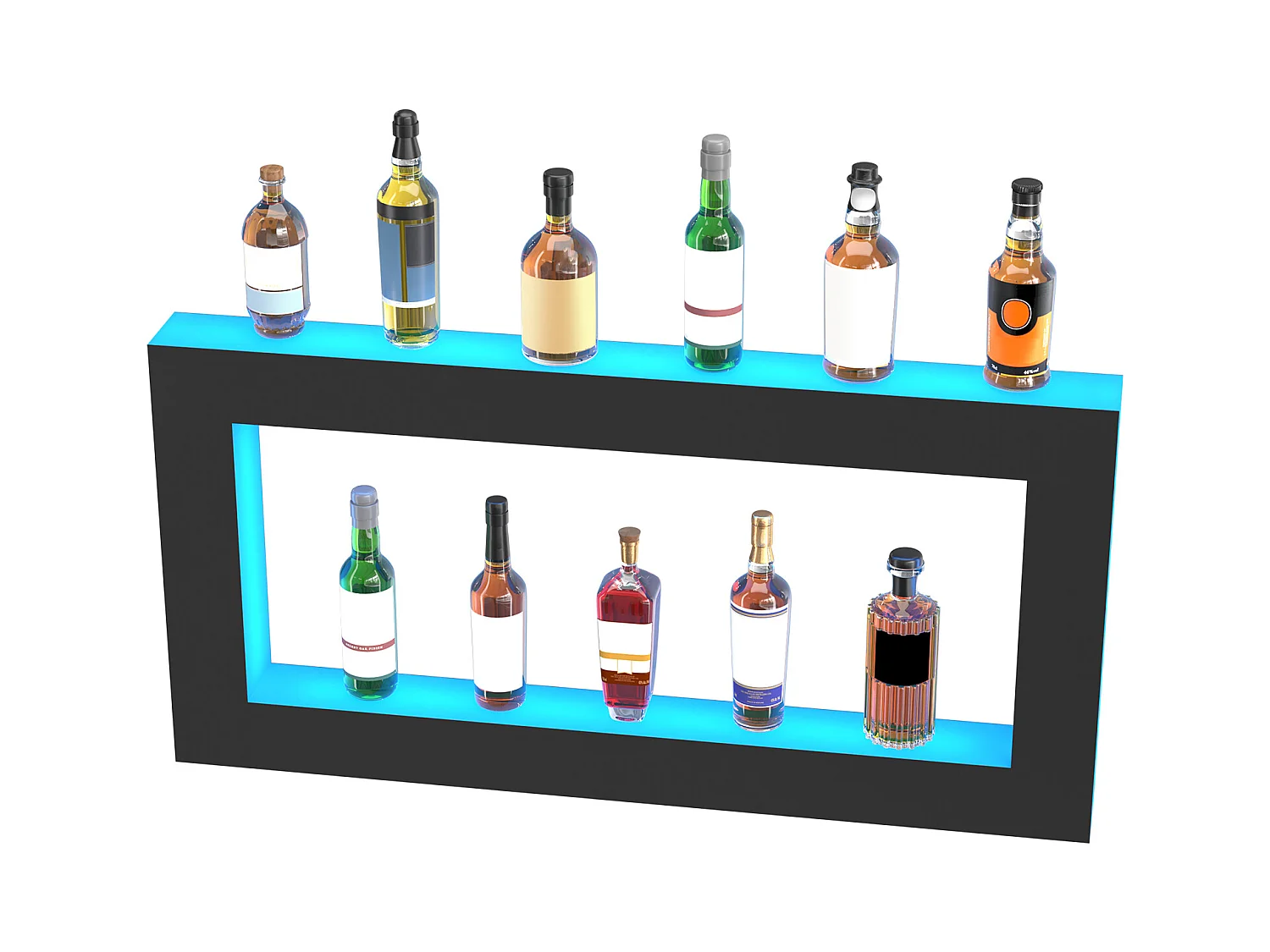 Étagère d'Affichage SucceBuy pour Bouteilles d'Alcool Éclairée par LED, 121 cm, Contrôle RF et Application