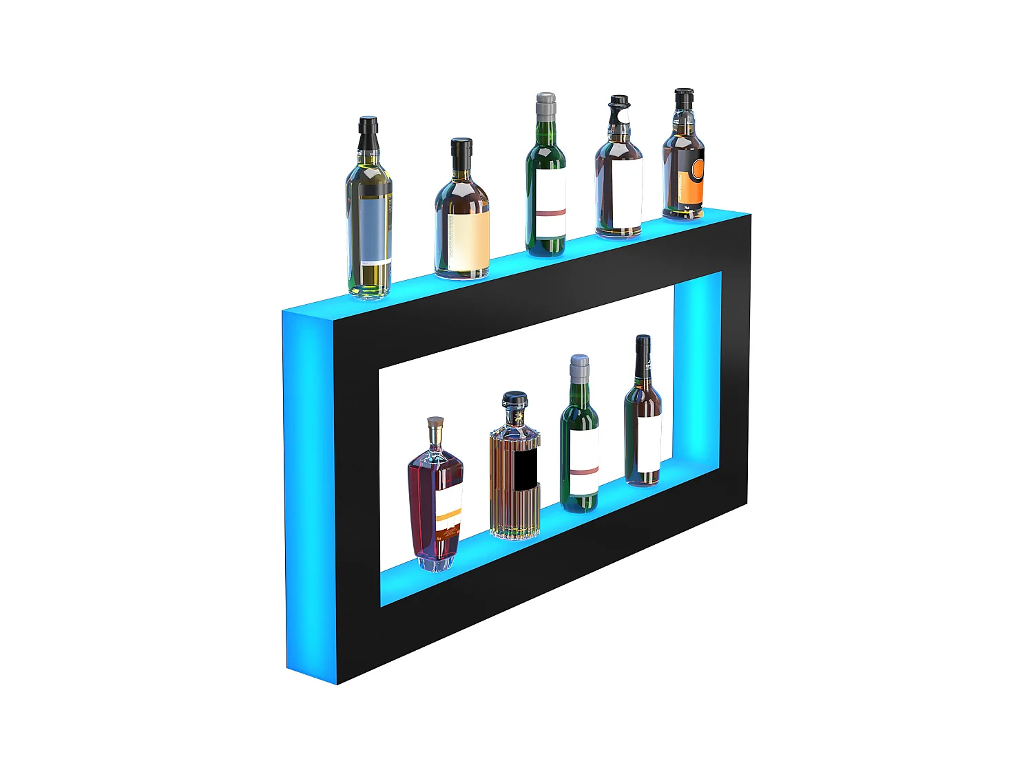 Étagère d'Affichage SucceBuy pour Bouteilles d'Alcool Éclairée par LED, 121 cm, Contrôle RF et Application