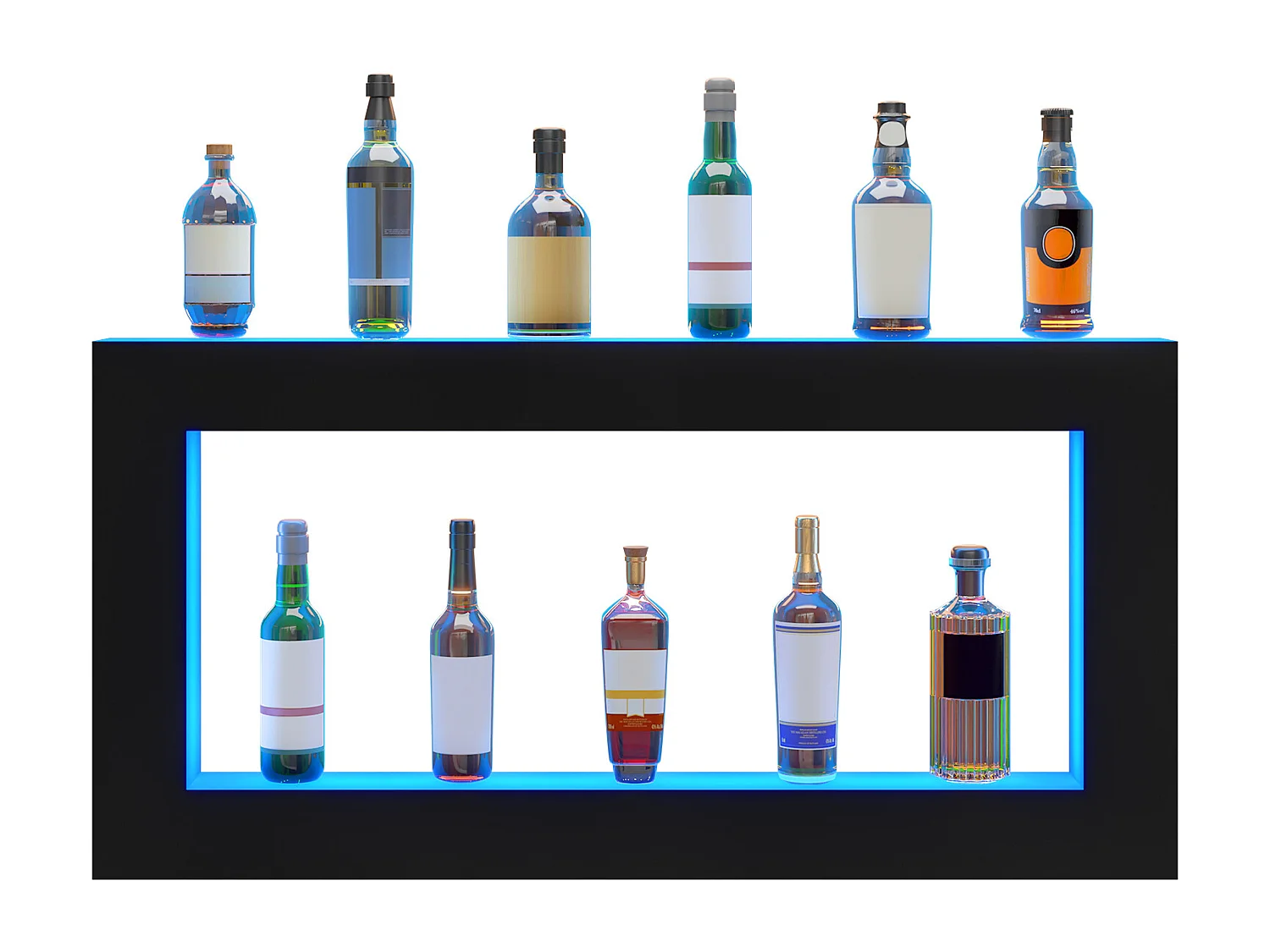 Étagère d'Affichage SucceBuy pour Bouteilles d'Alcool Éclairée par LED, 121 cm, Contrôle RF et Application