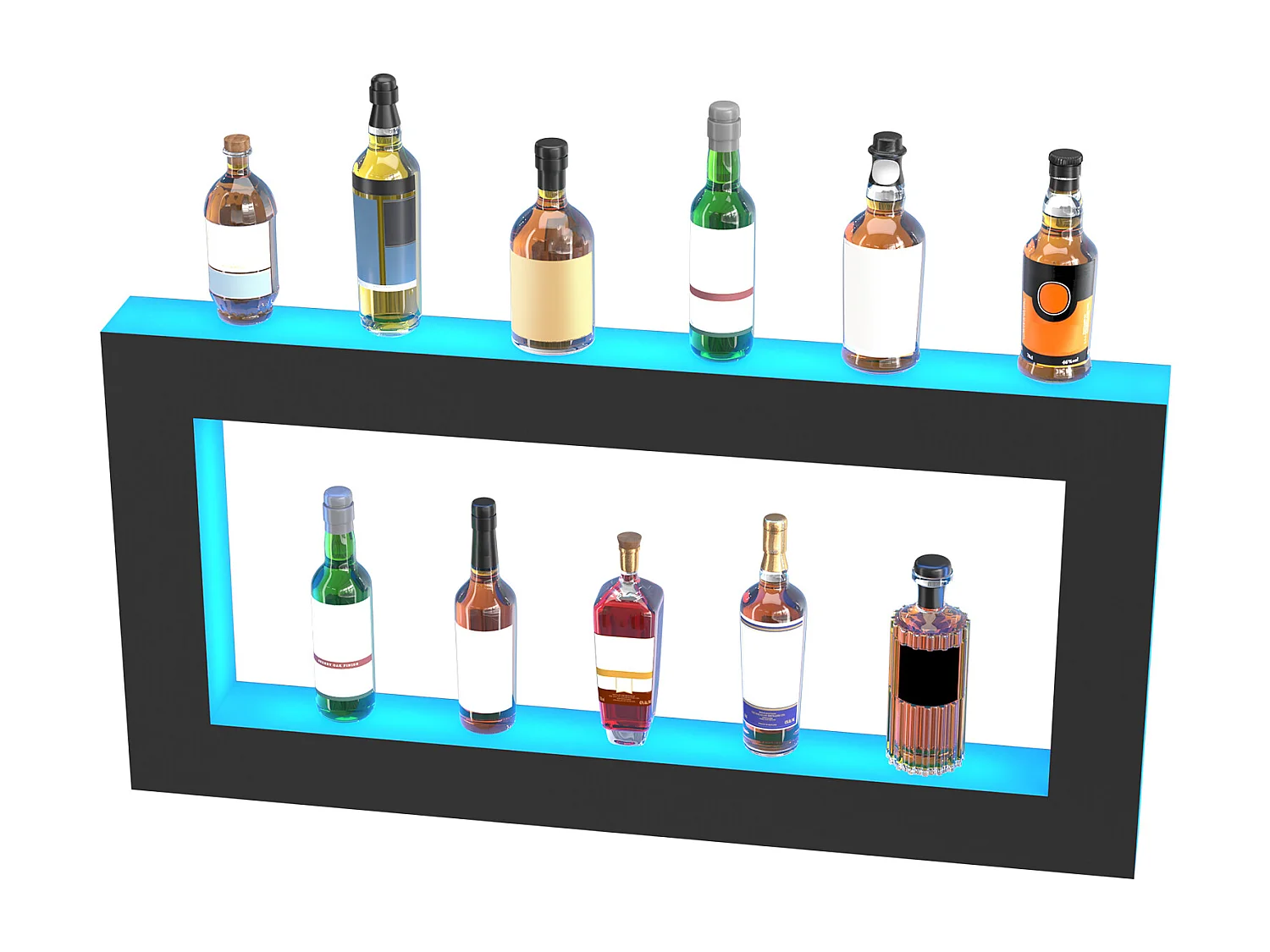 Étagère d'Affichage SucceBuy pour Bouteilles d'Alcool Éclairée par LED, 121 cm, Contrôle RF et Application