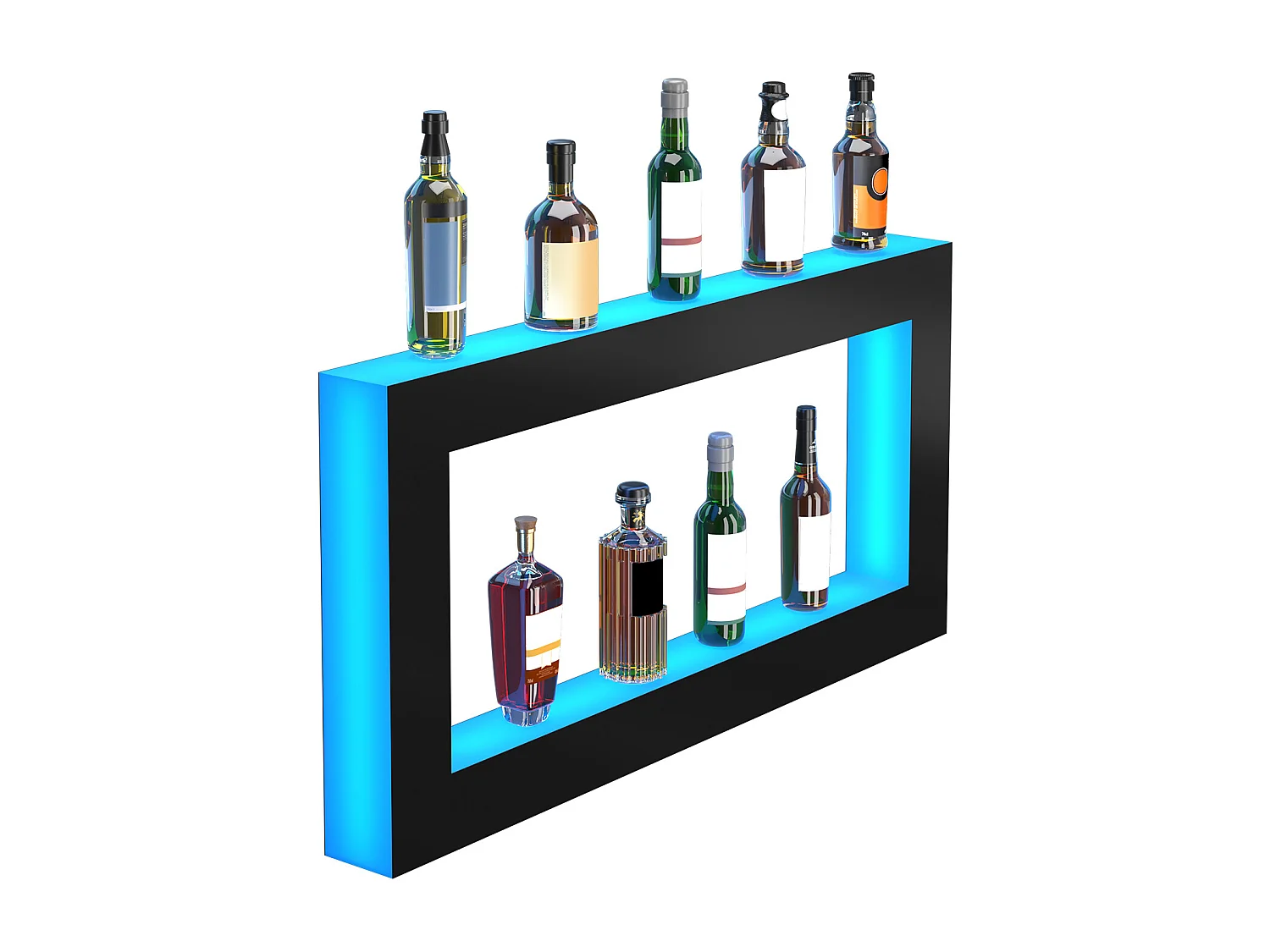 Étagère d'Affichage SucceBuy pour Bouteilles d'Alcool Éclairée par LED, 121 cm, Contrôle RF et Application