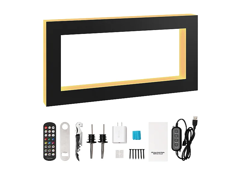 Étagère d'Affichage SucceBuy pour Bouteilles d'Alcool Éclairée par LED, 121 cm, Contrôle RF et Application