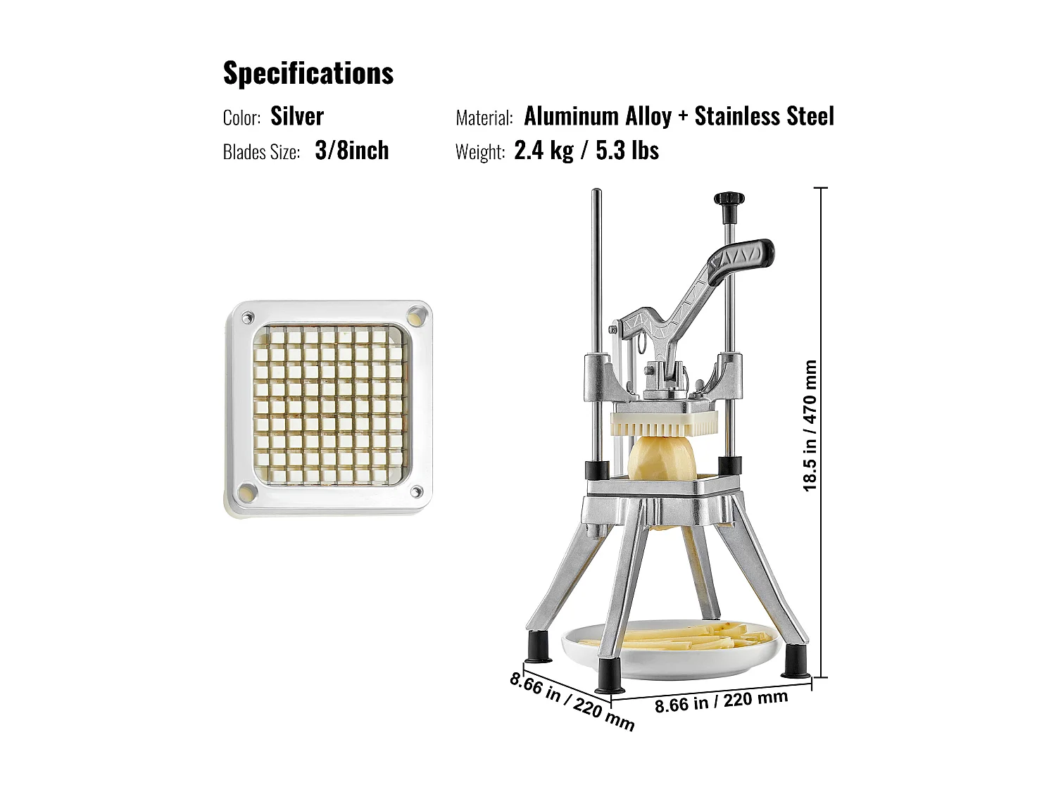 Coupe-Légumes et Fruits SucceBuy 0.95cm pour Usage Commercial Coupe-Tomates et Aliments