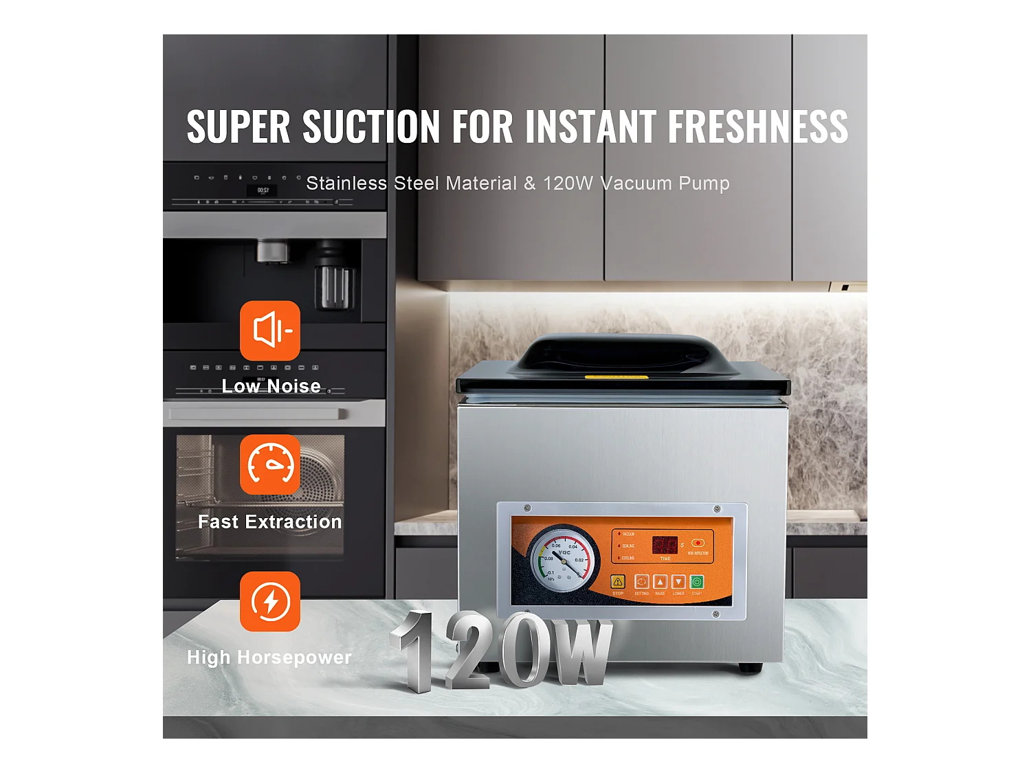 Machine à Emballer Sous Vide à Chambre SucceBuy, 260 W, pour Usage Commercial