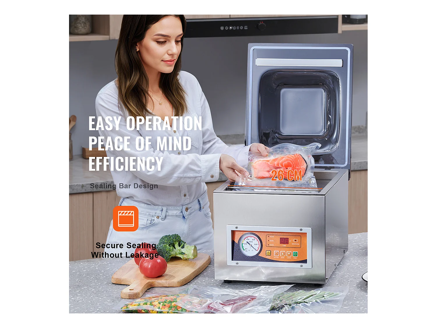 Machine à Emballer Sous Vide à Chambre SucceBuy, 260 W, pour Usage Commercial