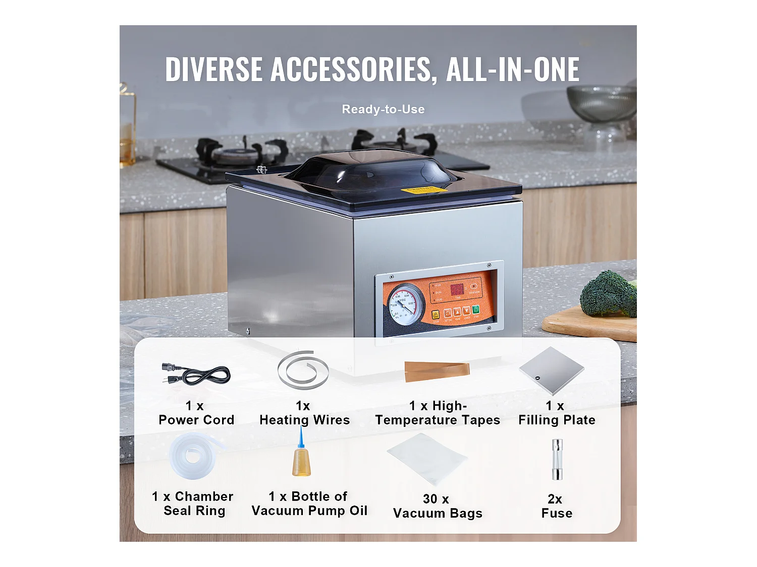 Machine à Emballer Sous Vide à Chambre SucceBuy, 260 W, pour Usage Commercial