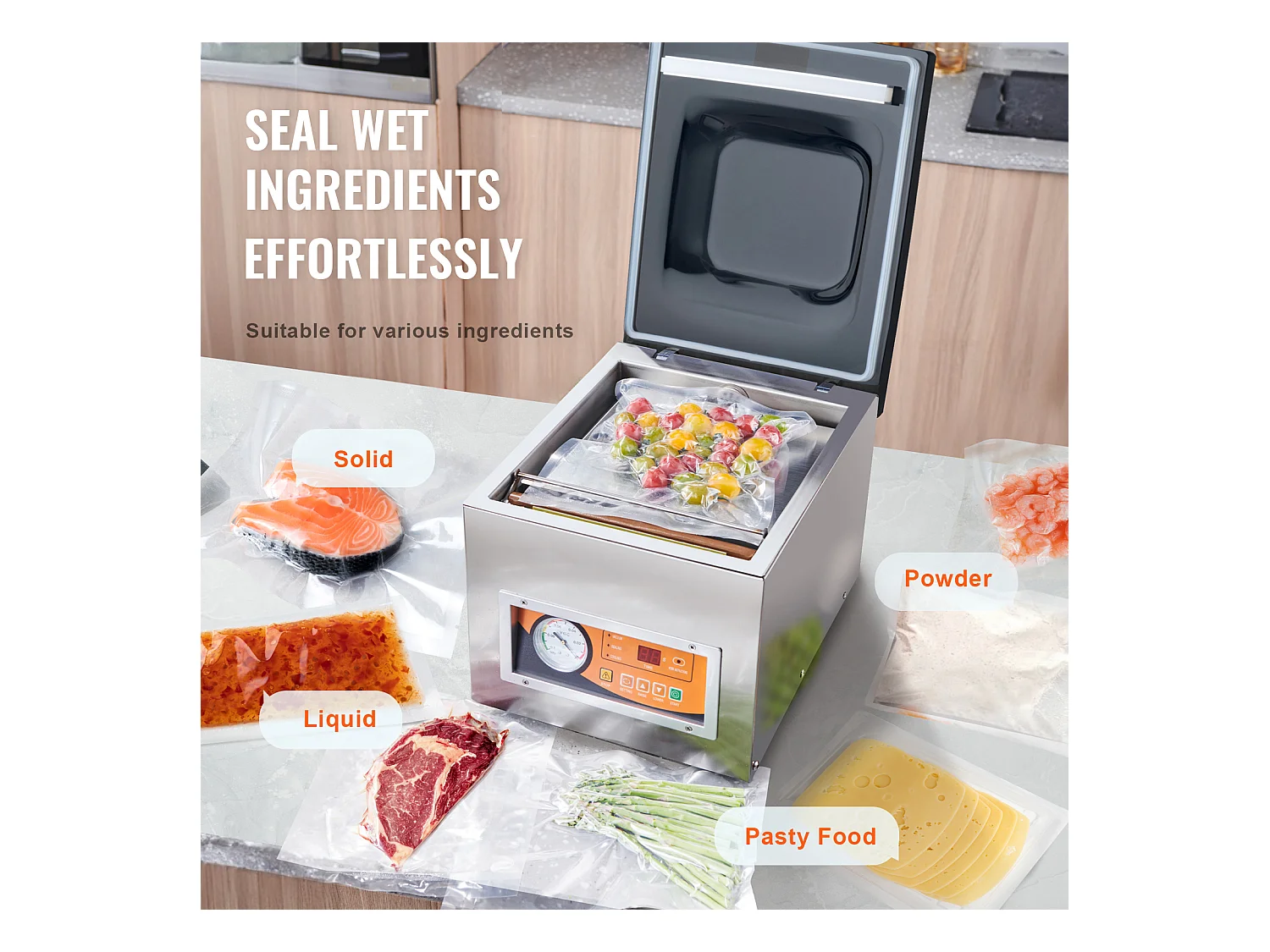 Machine à Emballer Sous Vide à Chambre SucceBuy, 260 W, pour Usage Commercial