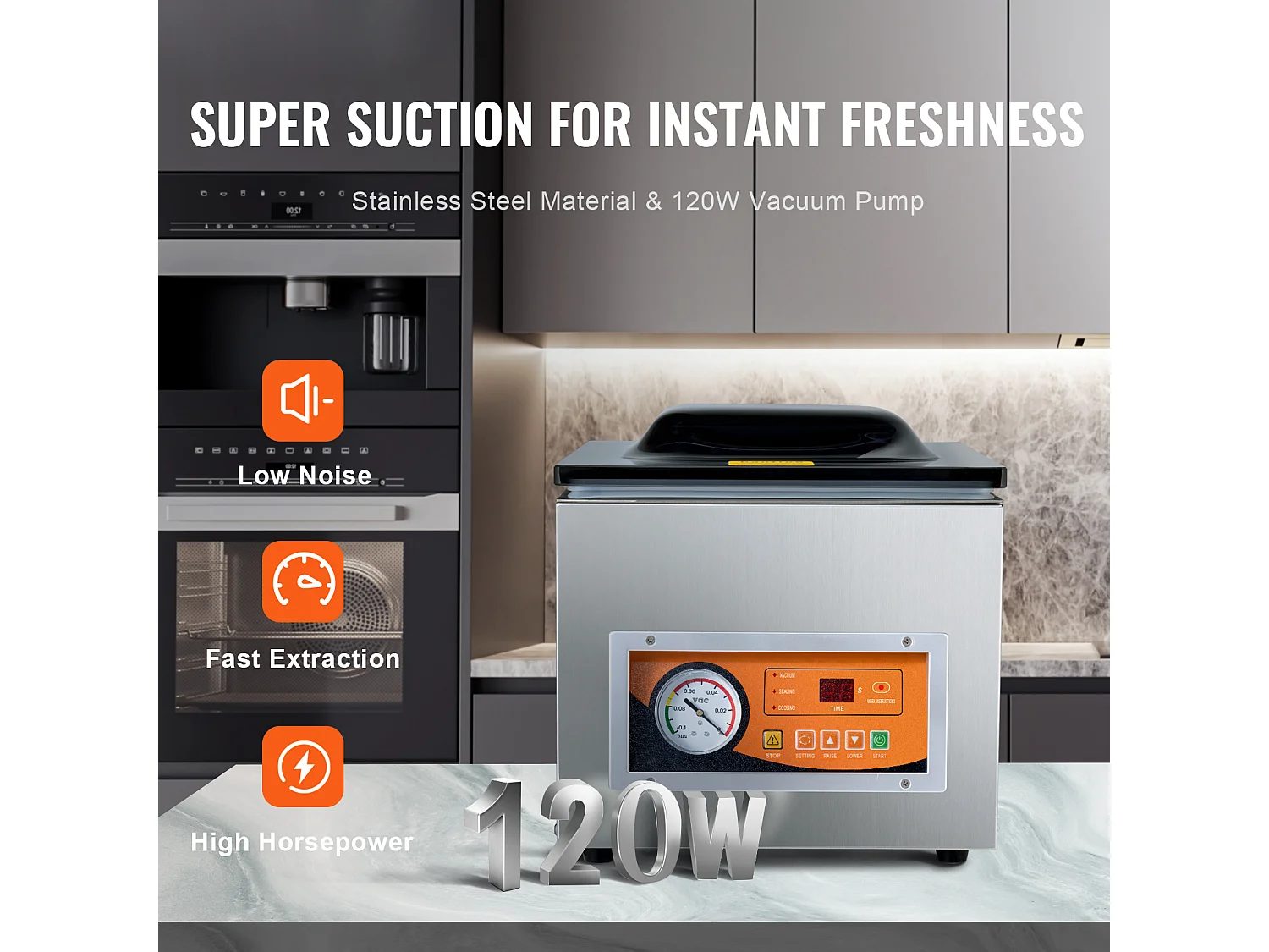 Machine à Emballer Sous Vide à Chambre SucceBuy, 260 W, pour Usage Commercial