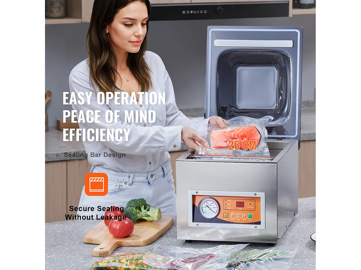 Machine à Emballer Sous Vide à Chambre SucceBuy, 260 W, pour Usage Commercial