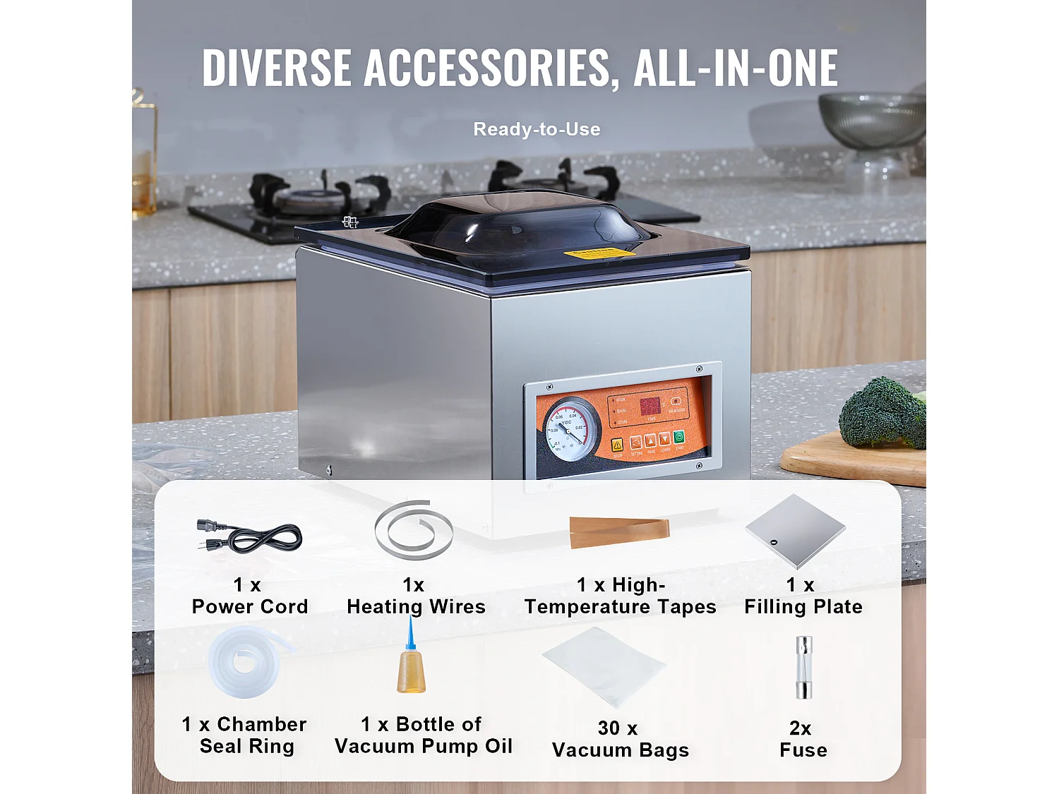 Machine à Emballer Sous Vide à Chambre SucceBuy, 260 W, pour Usage Commercial