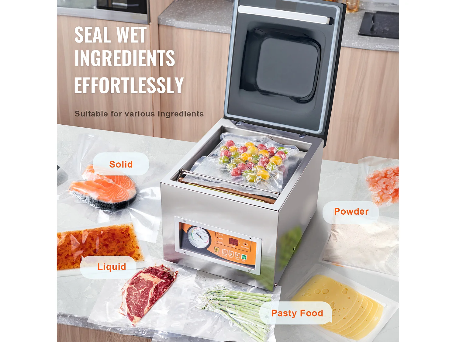 Machine à Emballer Sous Vide à Chambre SucceBuy, 260 W, pour Usage Commercial