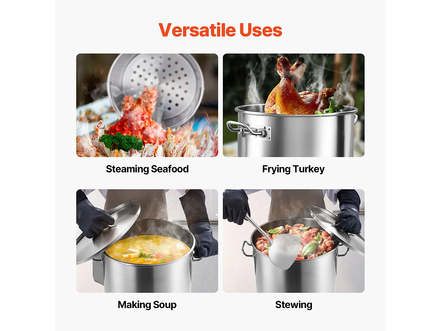 Marmite en Acier Inoxydable SucceBuy, 60,5 L, avec Couvercle à Panier pour la Cuisson