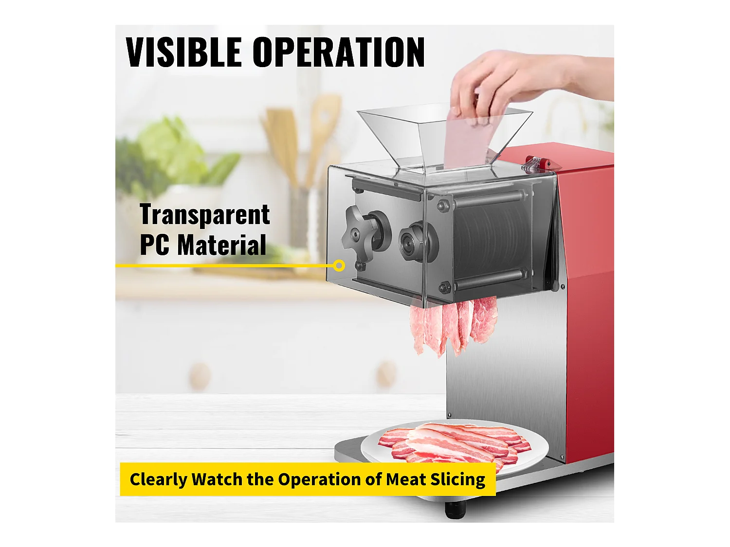 Trancheur SucceBuy Slicer de Viande Lourde - 250kg / h, 850W, Coupe 3,5 mm