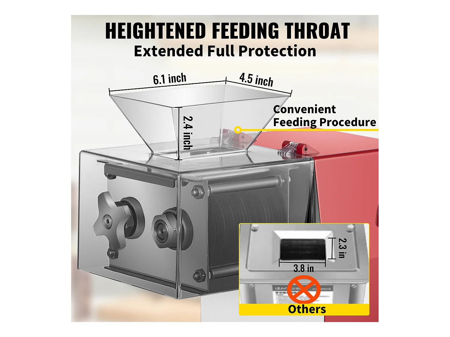 Trancheur SucceBuy Slicer de Viande Lourde - 250kg / h, 850W, Coupe 3,5 mm