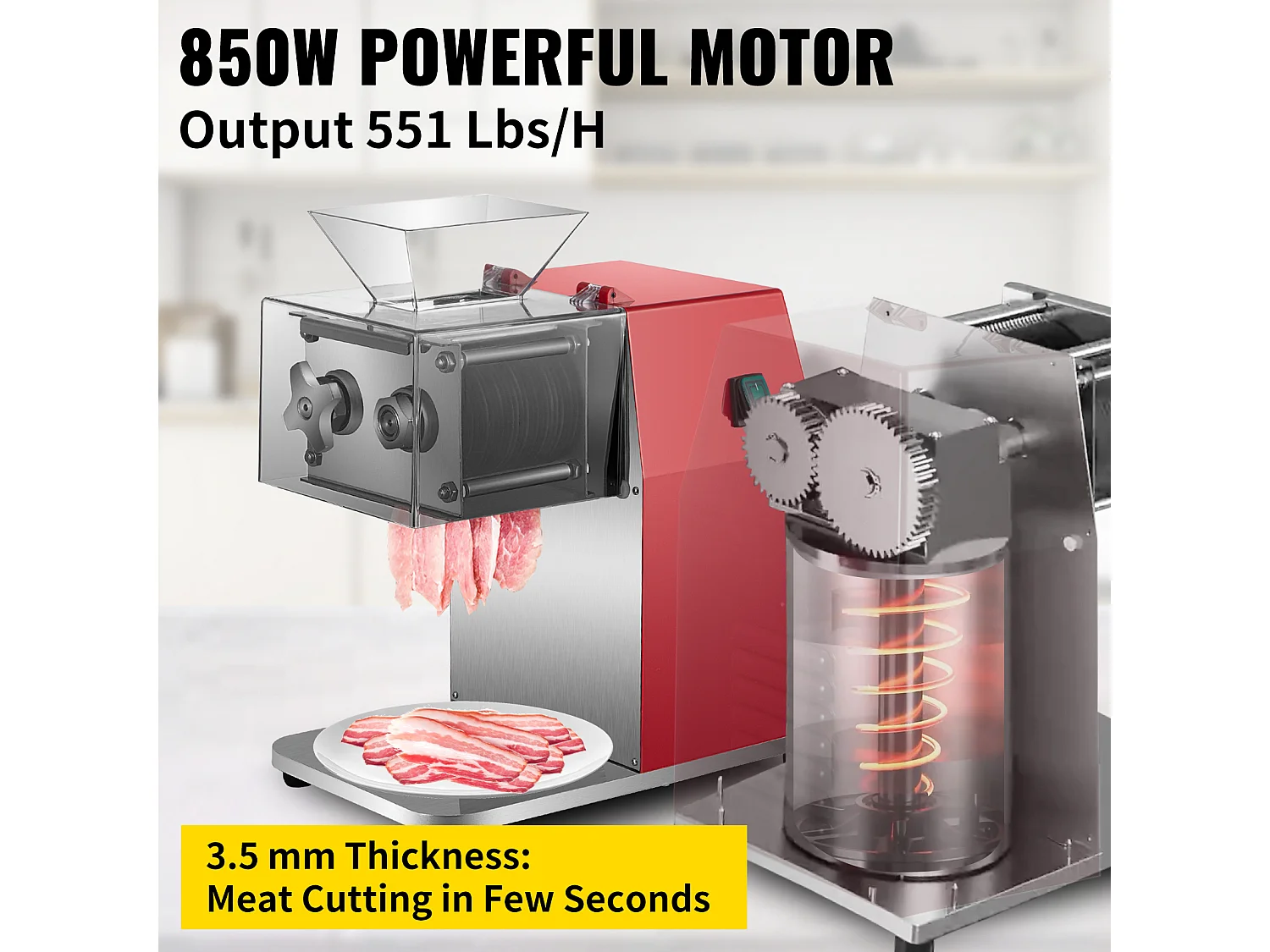 Affettatrice SucceBuy Affettatrice per Carne Pesante 250 kg/h 850 W Taglio 3,5 mm