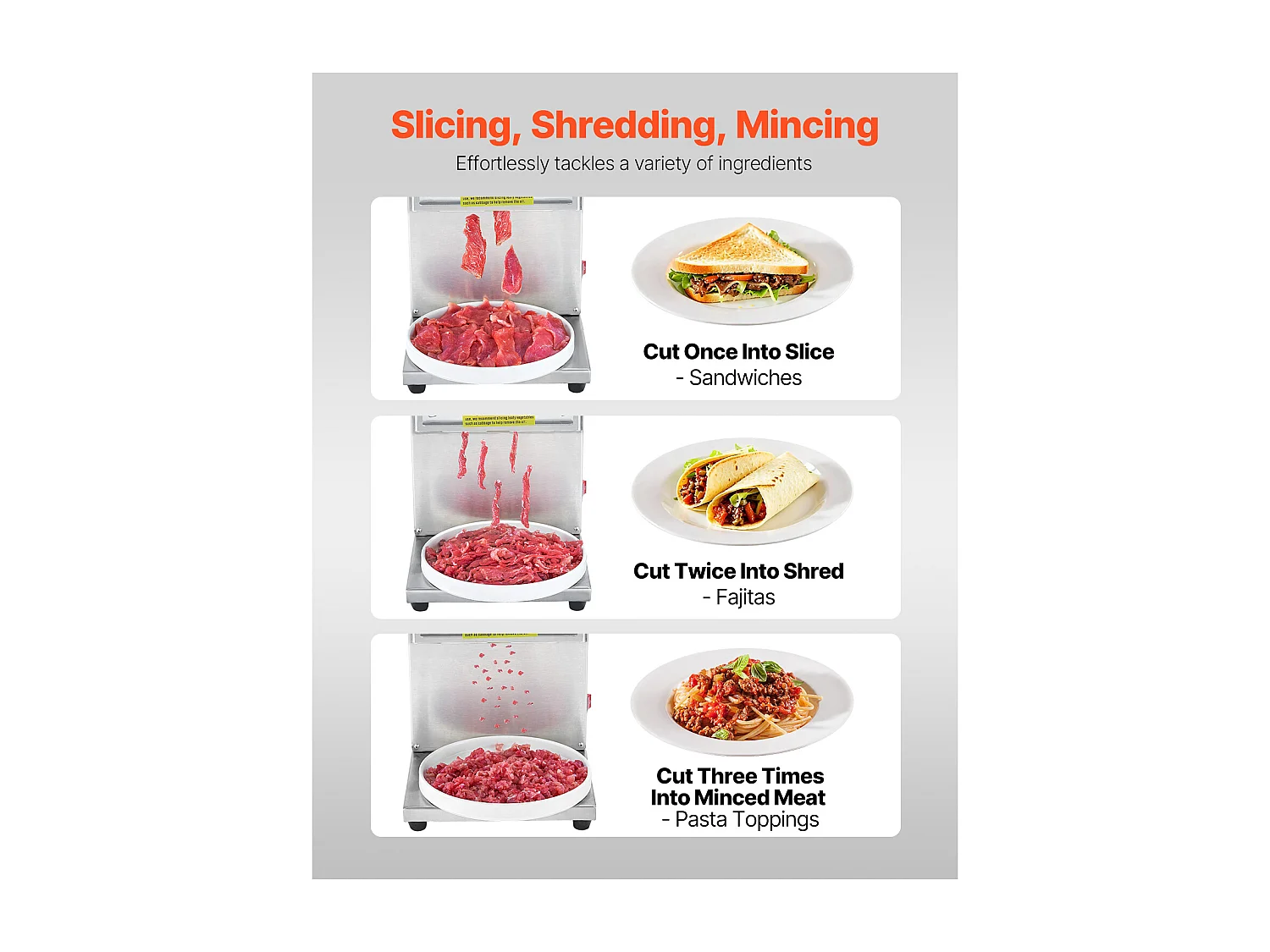 Trancheuse à Viande électrique SucceBuy 850 W, Appareil de Découpe Professionnel