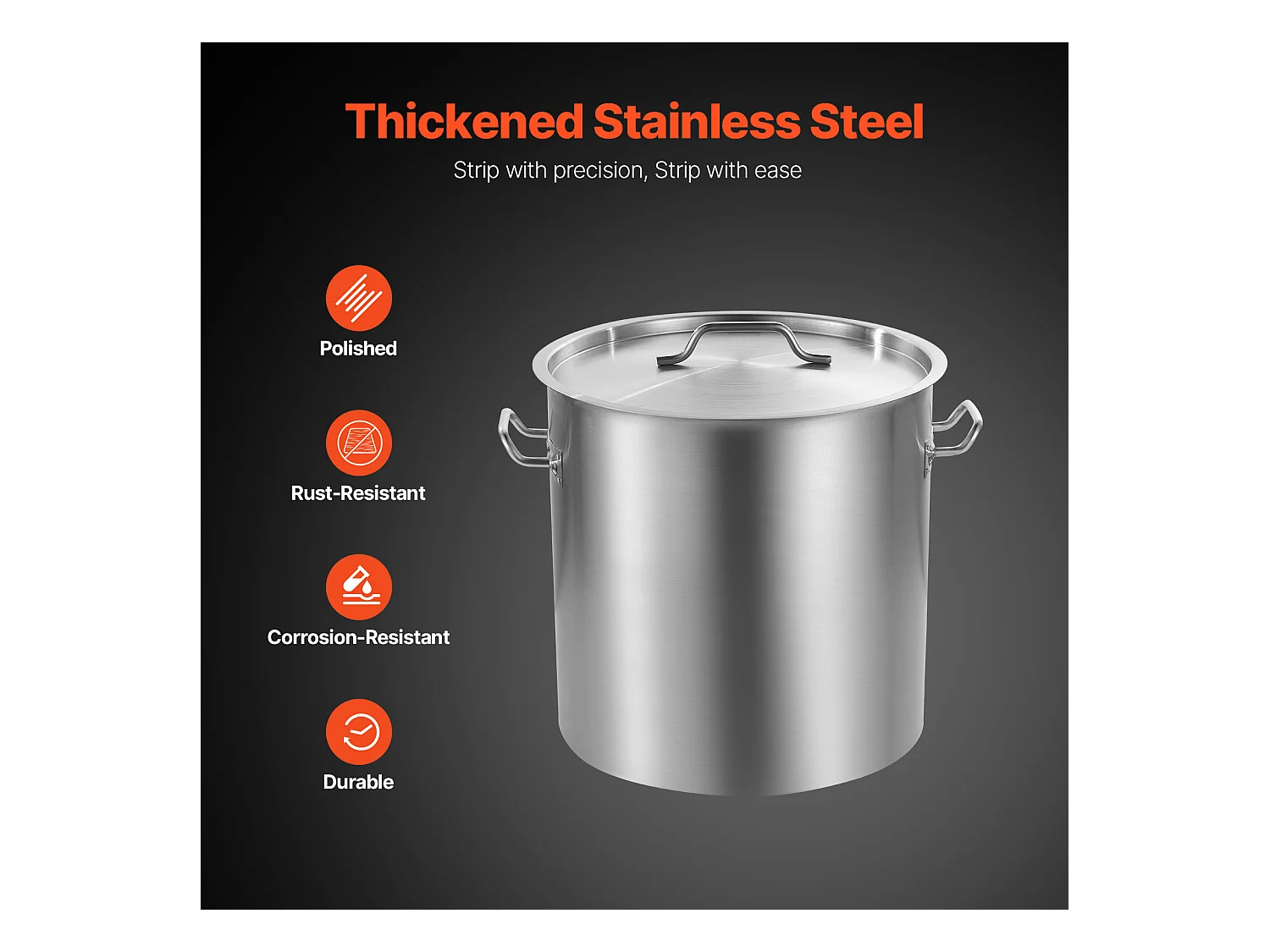 Edelstahlkochtopf SucceBuy, 50,1 l, mit Deckel und Griff