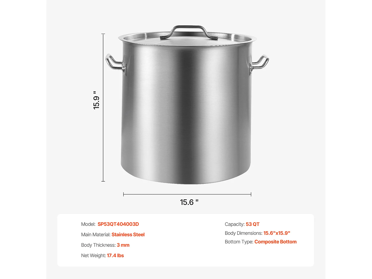 Roestvrijstalen Kookpot SucceBuy, 50,1 l, met Deksel en Handvat