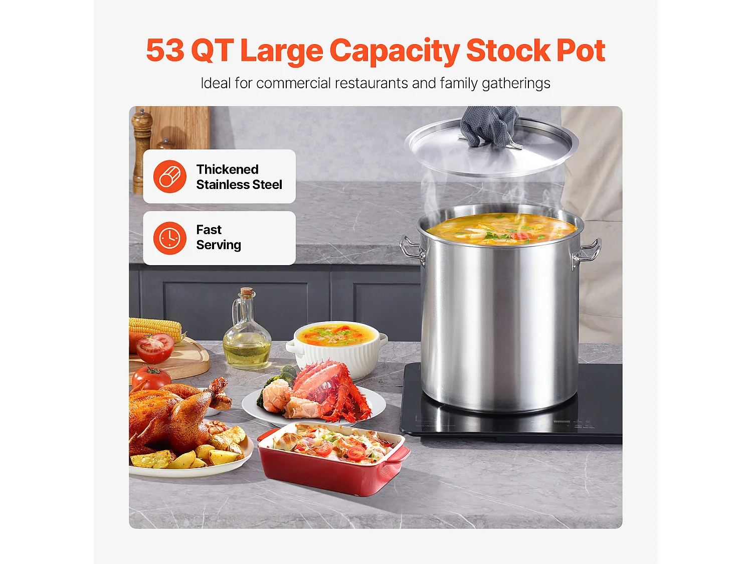 Roestvrijstalen Kookpot SucceBuy, 50,1 l, met Deksel en Handvat