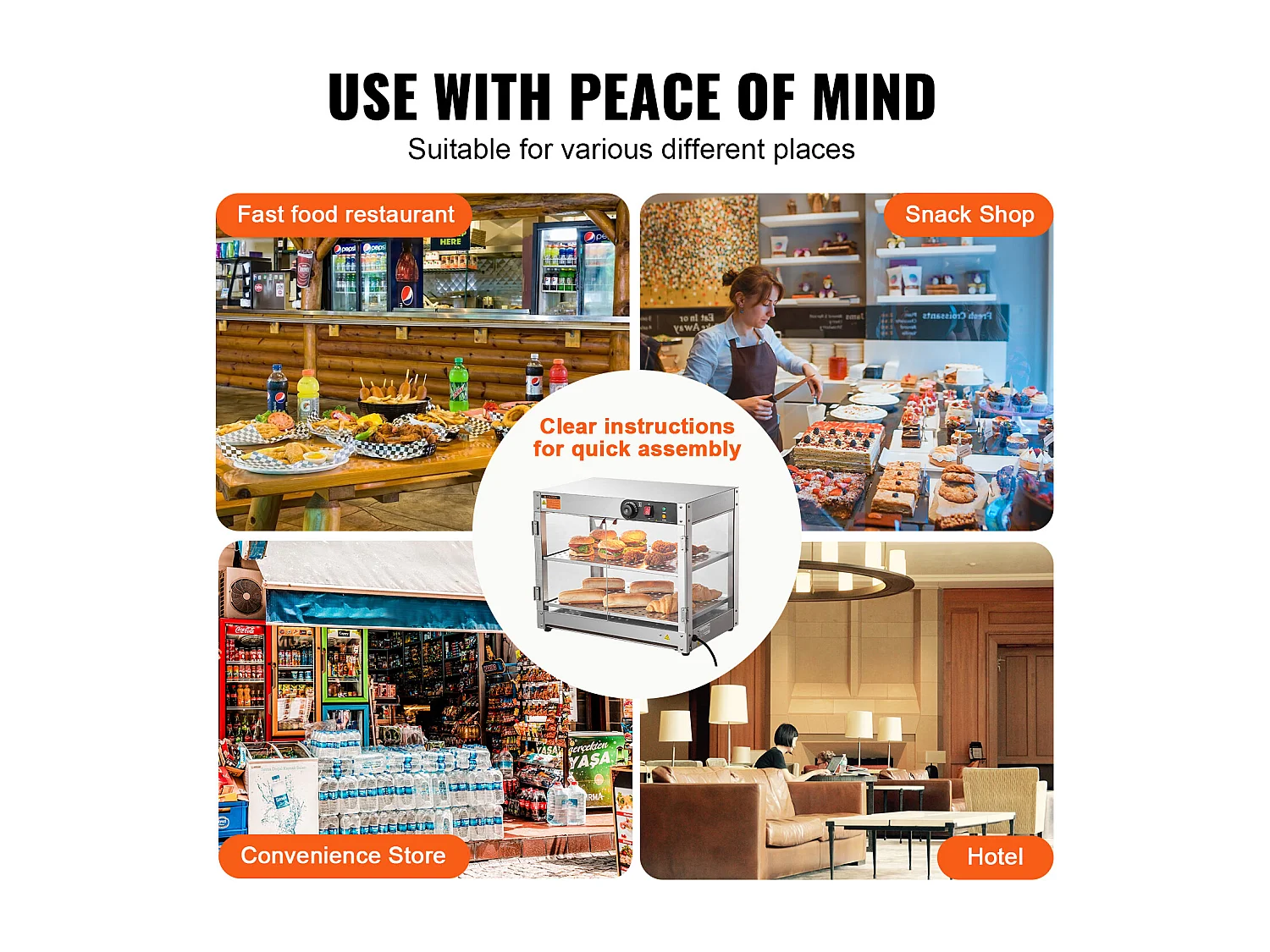 Vitrine Chauffante SucceBuy Commercial à 2 Niveaux avec Éclairage pour Pizza, Contrôle de la Température de 30 ℃ à 85 ℃