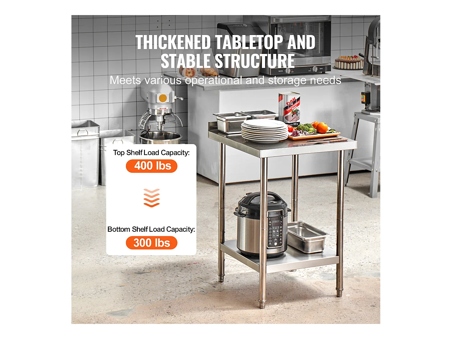 Arbeitstisch SucceBuy Edelstahl-Arbeitstisch (60,96 x 60,96 cm), Gewerblicher Zubereitungstisch