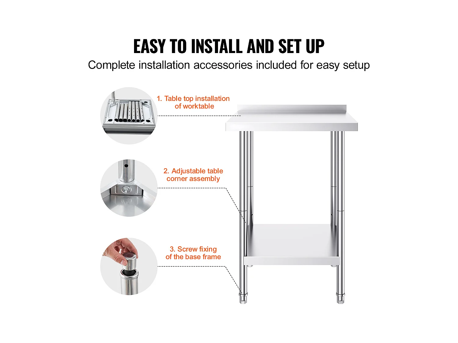 Arbeitstisch SucceBuy Edelstahl-Arbeitstisch (60,96 x 60,96 cm), Gewerblicher Zubereitungstisch