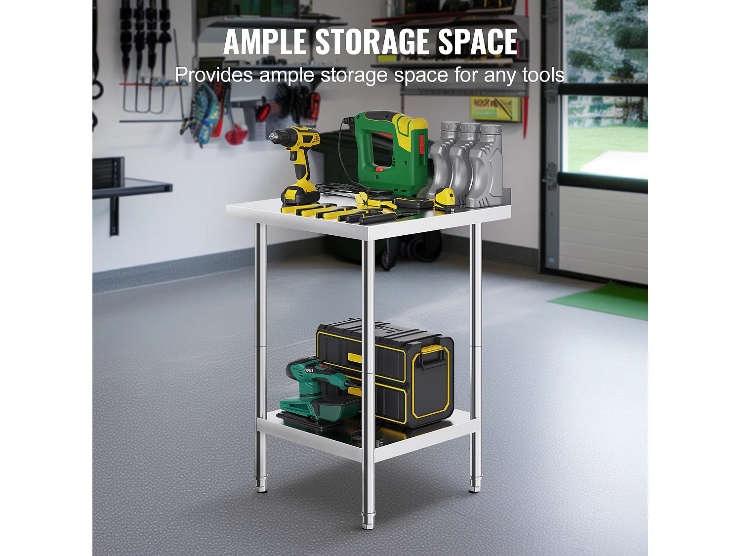 Table de Travail SucceBuy Table de Travail en Acier Inoxydable 60.96 x 60.96 cm Table de Préparation des Aliments pour Cuisine Commerciale