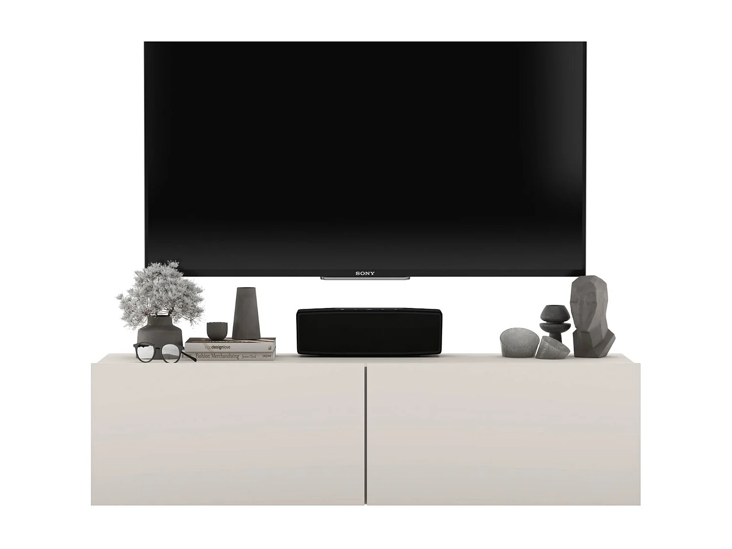 Móvel de TV suspenso com 2 portas - корпус caxemira mate, frentes caxemira mate - 120 cm