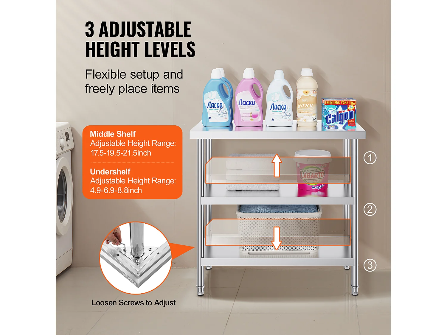 Tavolo da Lavoro SucceBuy Tavolo da Lavoro in Acciaio Inox 45.7 x 91.4 cm per Cucina, Tavolo da Lavoro Professionale