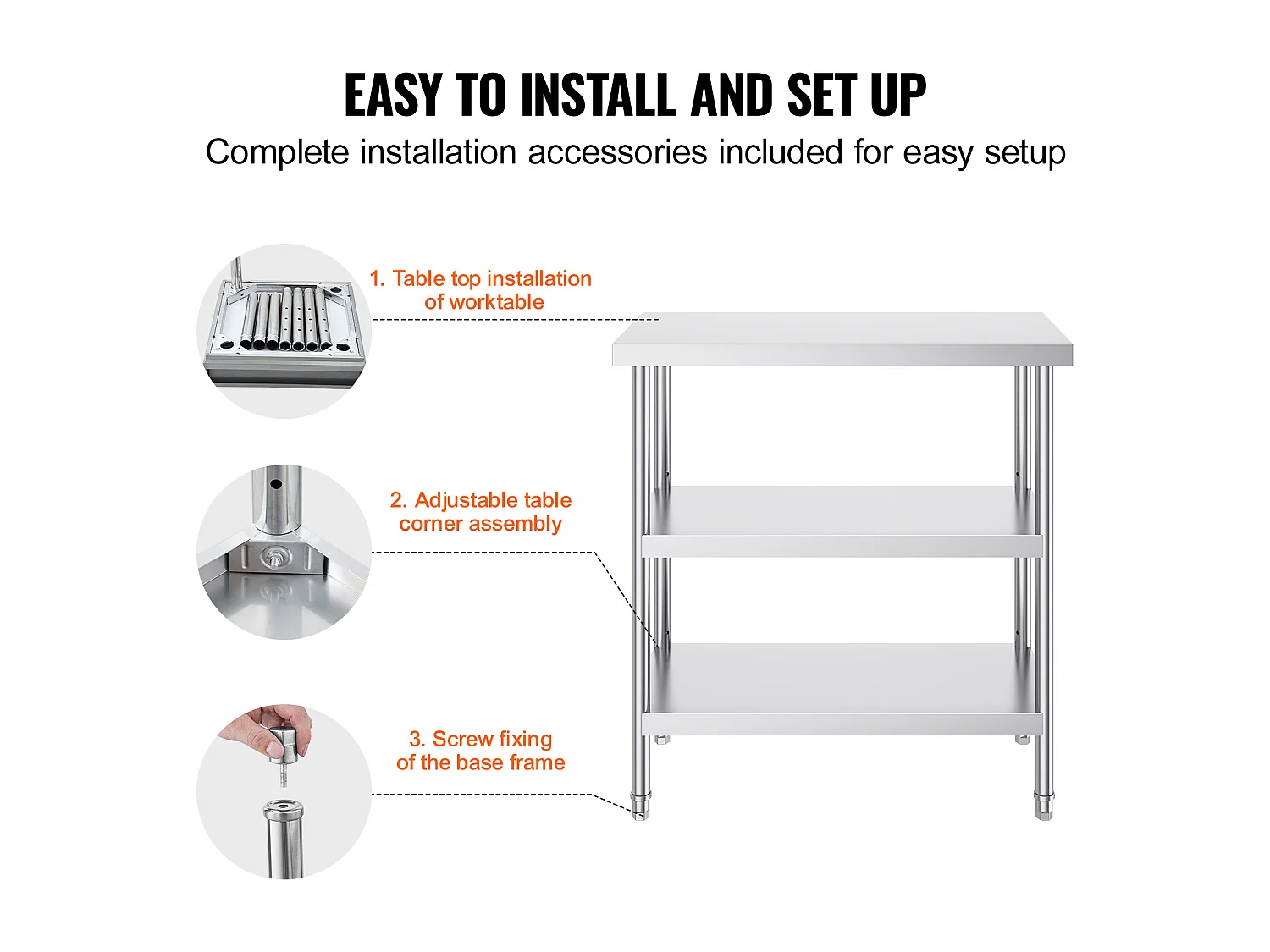 Tavolo da Lavoro SucceBuy Tavolo da Lavoro in Acciaio Inox 45.7 x 91.4 cm per Cucina, Tavolo da Lavoro Professionale