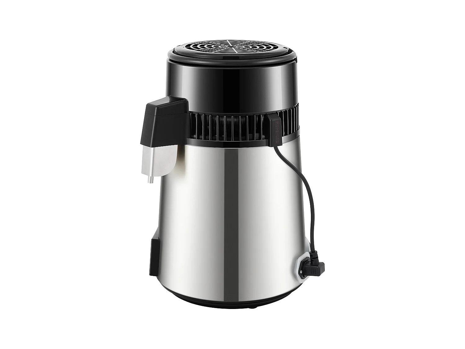 Distillateur d'eau domestique de 4 L SucceBuy, Machine à eau Distillée 1L/H avec Affichage de la Température, Solution de purification compacte, Argent