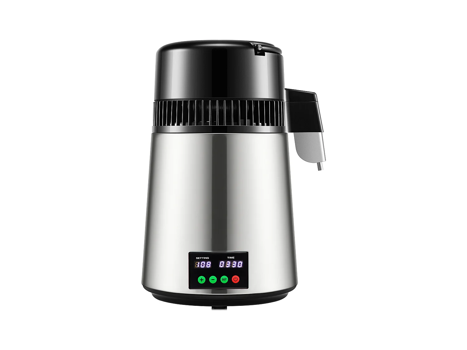 Distillateur d'eau domestique de 4 L SucceBuy, Machine à eau Distillée 1L/H avec Affichage de la Température, Solution de purification compacte, Argent