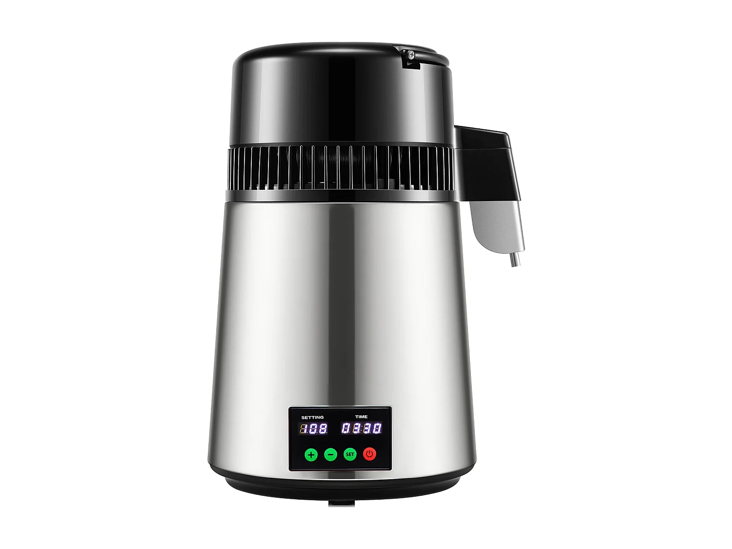 Distillateur d'eau domestique de 4 L SucceBuy, Machine à eau Distillée 1L/H avec Affichage de la Température, Solution de purification compacte, Argent