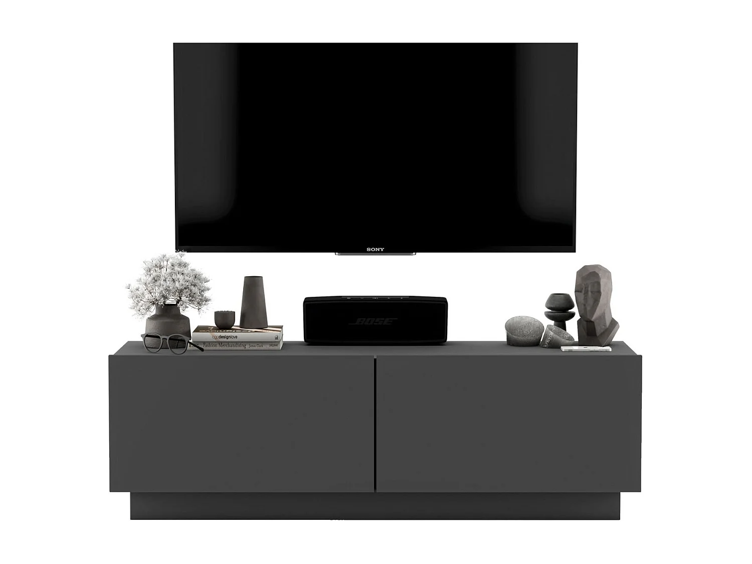 Móvel de TV com 2 portas - корпус grafite mate, frentes grafite mate - 120 cm, sobre base